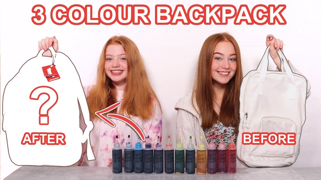3 COLOR TIE DYE BACKPACK CHALLENGE *DIY Back To School Custom Supplies 2020  | Ruby and Raylee