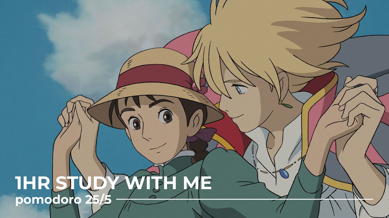 1HR STUDY WITH ME 🍎✏️ | studio ghibli lofi hiphop jazz | pomodoro 25/5