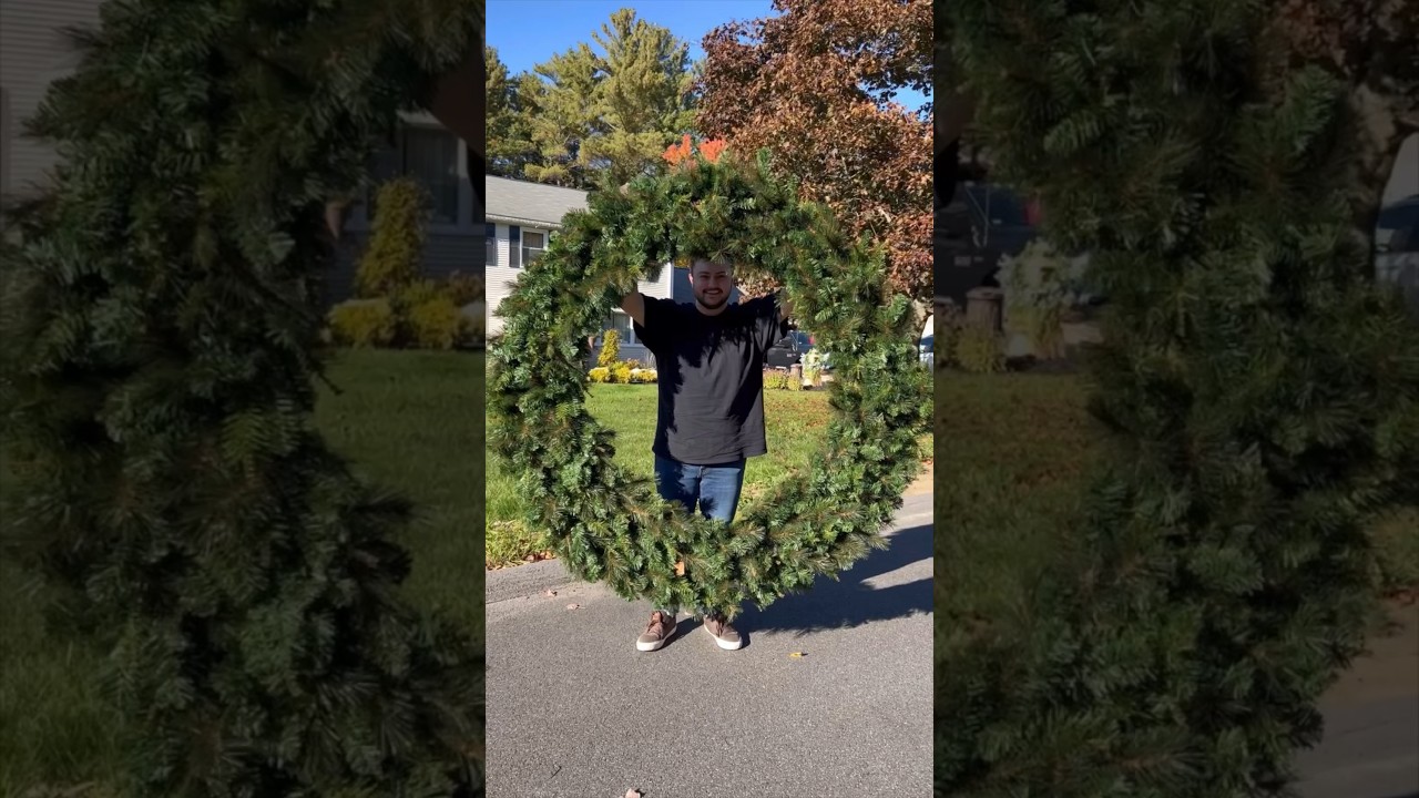 Come build this MASSIVE 72&rdquo; wreath with us! Who wants to see it decorated?! 🎄🙌🏻 #shorts #diy
