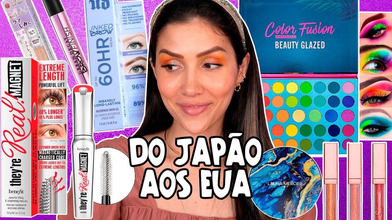 TESTANDO MAKES CORRETIVO do JAPÃO, SOMBRAS MARI SAAD, RÍMEL com ÍMÃ...