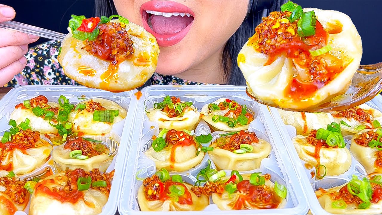 ASMR SOUP DUMPLING WITH CHILI OIL #asmr #mukbang #food #eating
