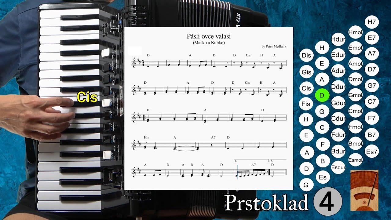 Ako hrať - Pásli ovce valasi – Najkrajšie noty | Tutorial -  Akordeon