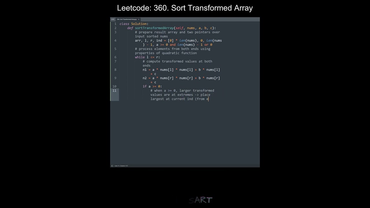 Leetcode 360. Sort Transformed Array in Python | Python Leetcode | Python Coding Tutorial | ASMR