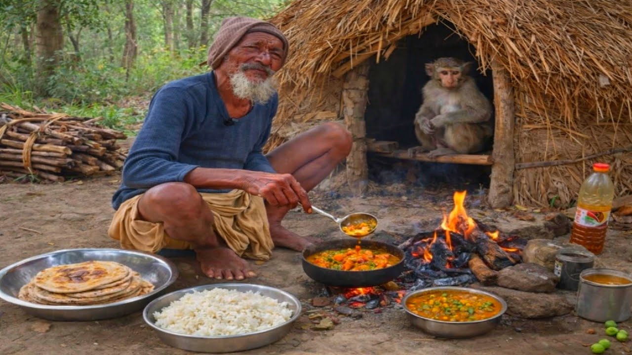 सिद्ध बाबा का स्थान//साधु संत एकांत जंगल में टिक्कर प्रसाद बनाकर कुटिया का निर्माण हुआ बहुत बढ़िया 