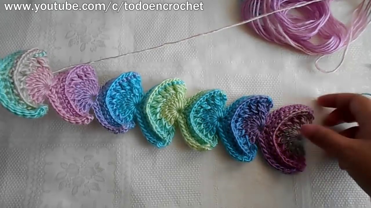 Bufanda a crochet de abanicos en relieve parte #1