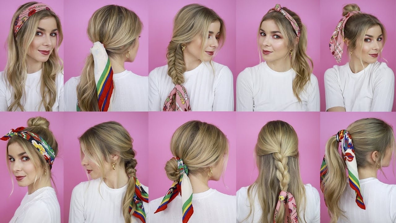 10 PENTEADOS COM LENÇOS! (MUITO FÁCIL) 10 EASY SCARF HAIRSTYLES | Alice Trewinnard