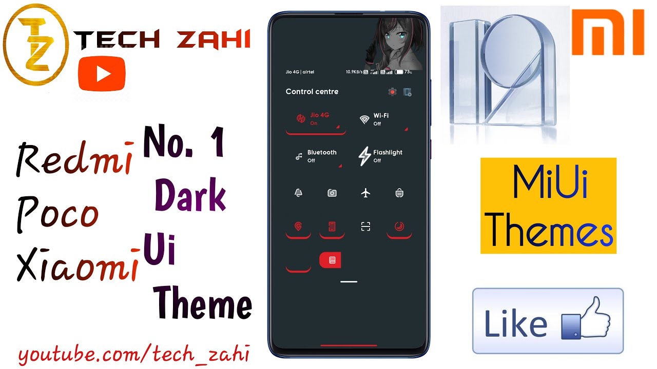 No. 1 Dark Ui Theme || Black & Red Theme || Redmi Xiaomi Poco Themes || Tech Zahi