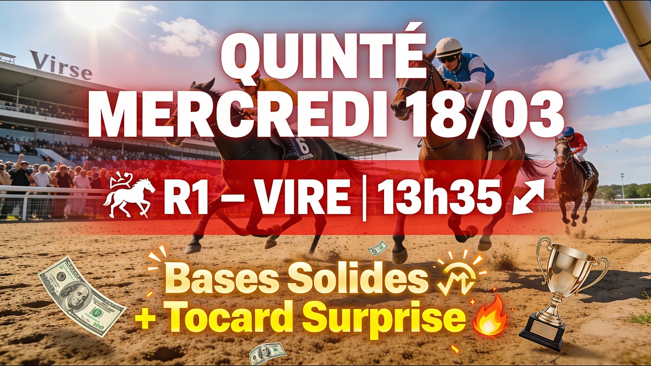Quinté du Mercredi 18/03/2026 🐎 R1 – Vire  13h35  Bases Solides 🎯 + Tocard Surprise 🔥