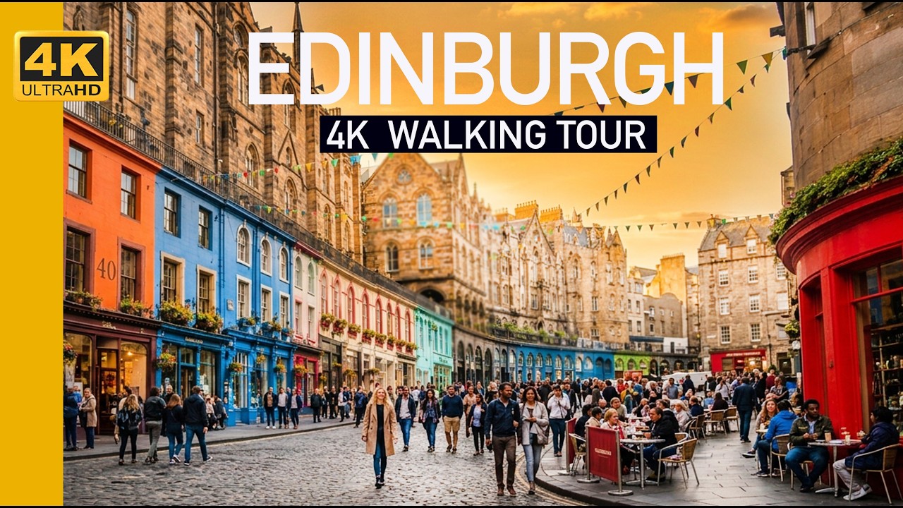 [4K] Edinburgh, Scotland | Evening walking tour of Edinburgh City Centre