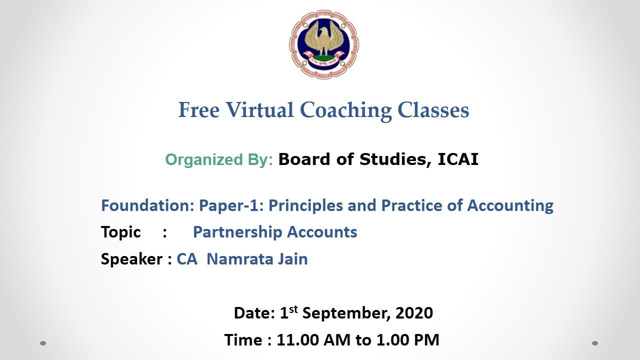 Foundation: Paper-1: Principles and Practice of Accounting: Morning session- 01.09.2020