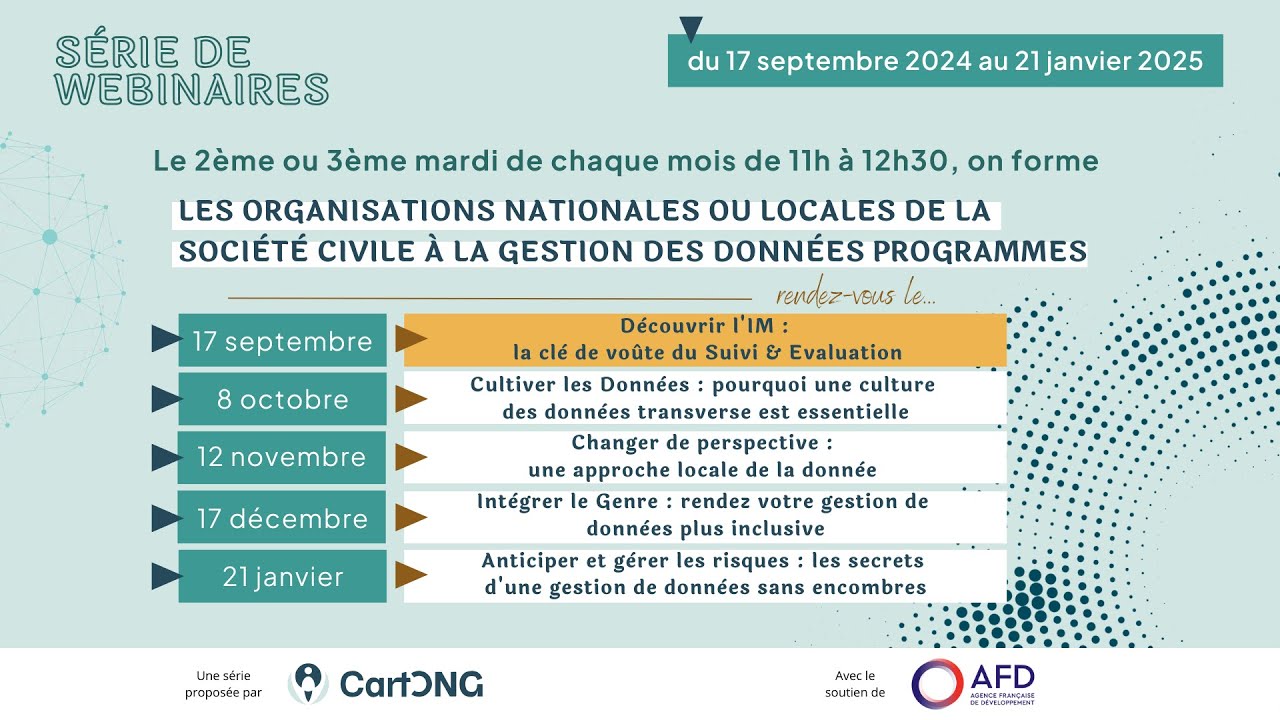 Webinaire : Découvrir l'IM : la clé de voûte du Suivi & Evaluation