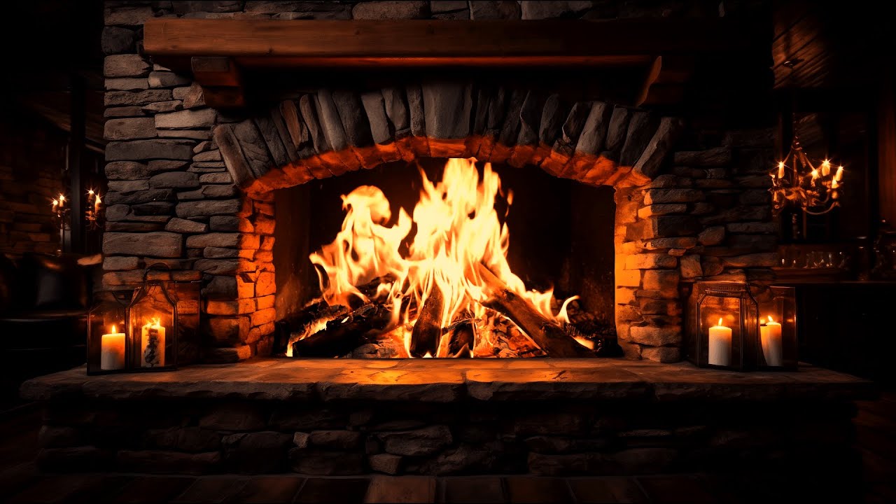 Cozy Rustic Fireplace Ambience 4K | Crackling Logs and Relaxing Atmosphere for Stress Relief