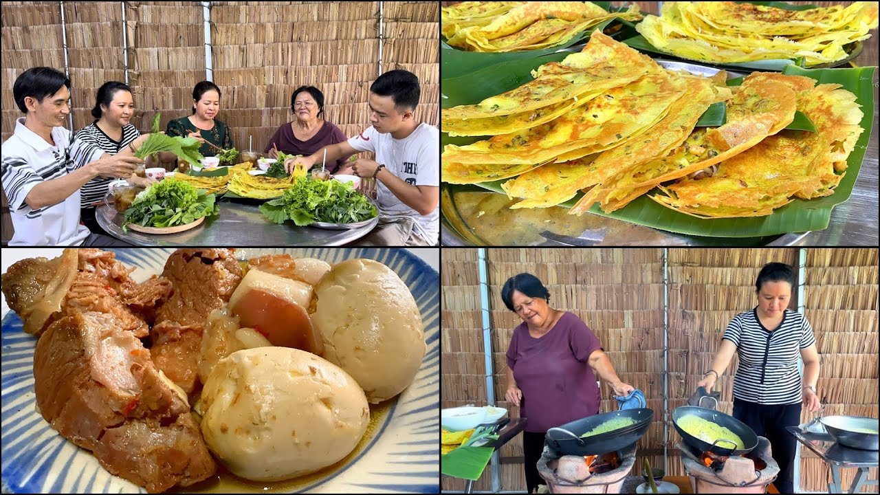 Cô 6 Chỉ Nấu Thịt Kho Rệu Hột Vịt Muối. Đổ Bánh Xèo | Thuý Nhân Trà Vinh #462
