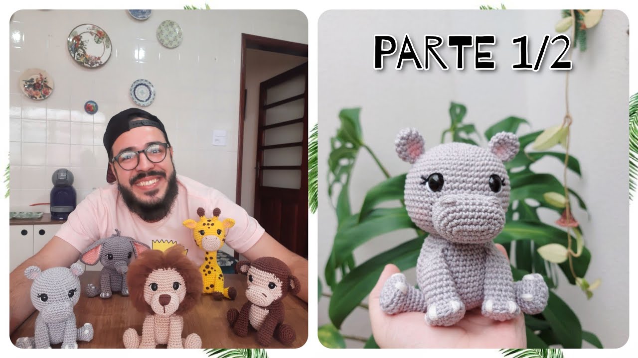 Safari Amigurumi Passo a Passo HIPOPÓTAMO (Parte 1/2) Coleção Safari do Ti #tiagoamigurumi