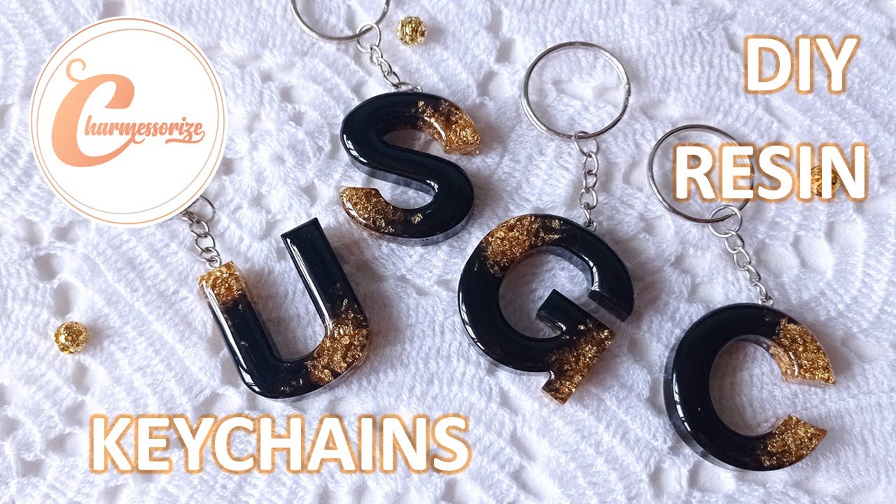 DIY Epoxy Resin Craft and Accessories | Making Resin Alphabet Letter Keychain Black and Gold