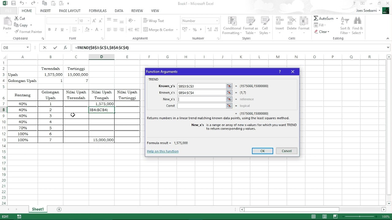 PENYUSUNAN GARIS KEBIJAKAN UPAH Contoh Spreadsheet