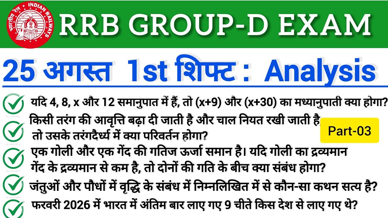 RRB Group D August 25th 1st Shift Analysis | Today Group D 1st Shift Analysis | Group D 2026 #groupd
