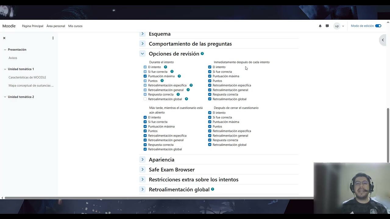 Crear actividad de cuestionario en MOODLE