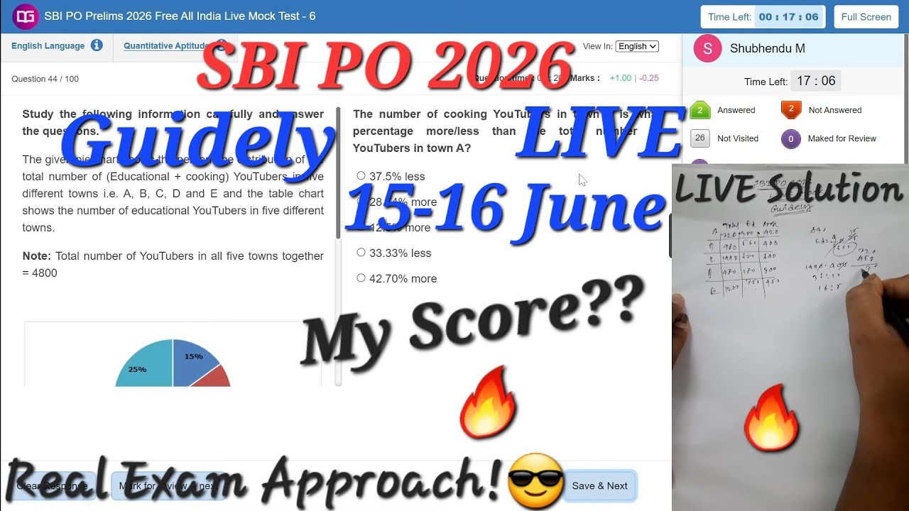 GUIDELY SBI PO 2026 LIVE Mock 15-16 JUNE | My Attempt?🔥😎| How to Attempt✍️📝| #sbipo #ibps #guidely