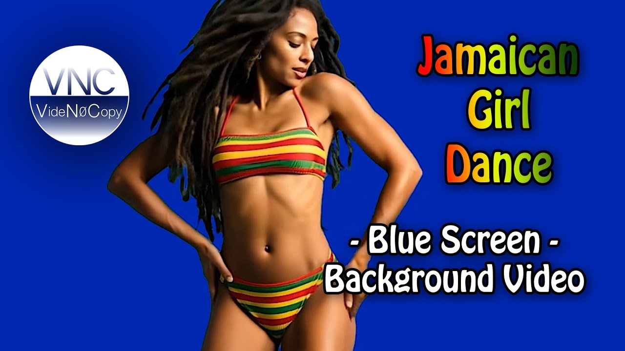 Jamaican Dancing Girl Vibes: Epic Reggae Moves on a Blue Screen | VideNoCopy - No Copyright Video