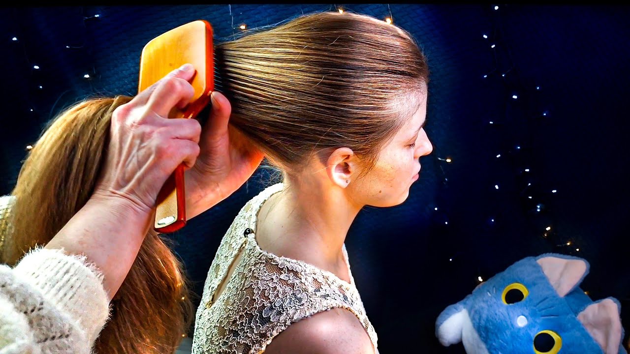 Ultimate Relax ASMR Hair Brushing, Nape & Scalp Massage | Ponytail, Braid, Bun & Hair Oil Treatment