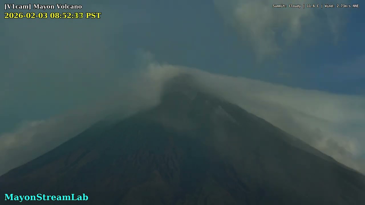 Mayon Volcano: 24-Hour Time-lapse [500x Speed] - February 03, 2026