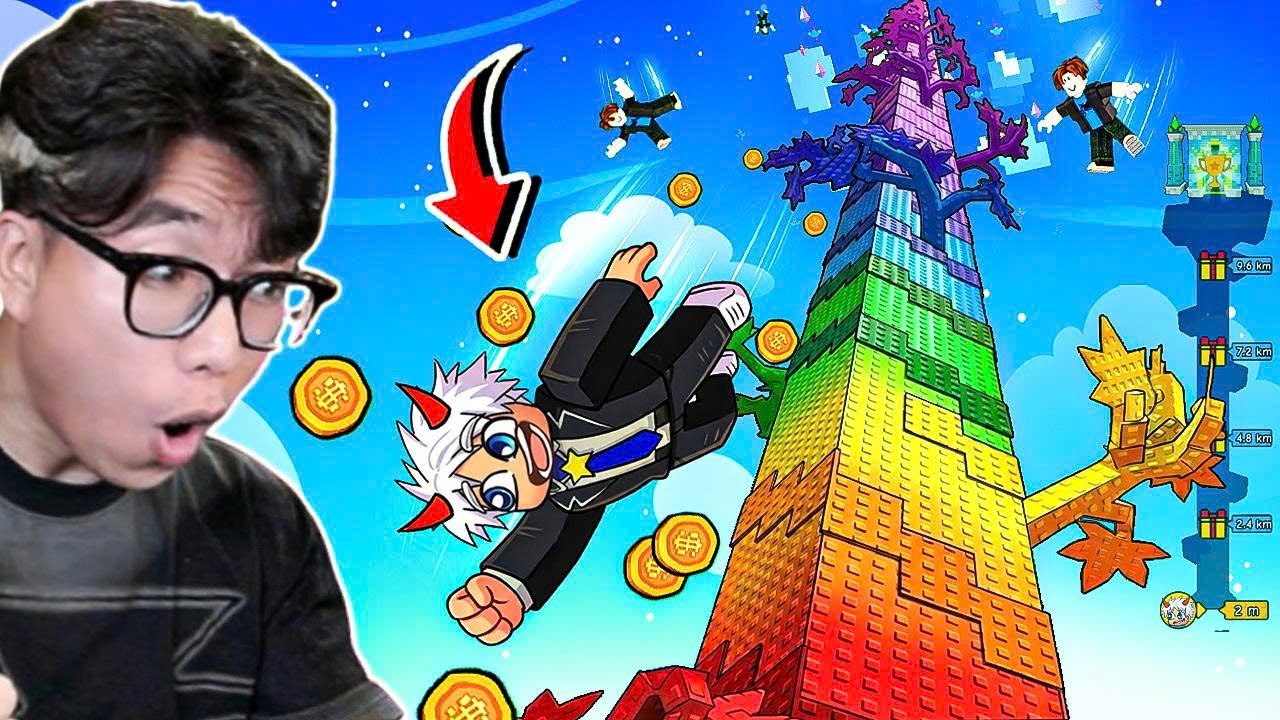 BI HUỲNH TRỒNG CÂY CAO NHẤT VÀ NHẢY TỪ ĐỈNH 12,102,692 MÉT TRONG ROBLOX