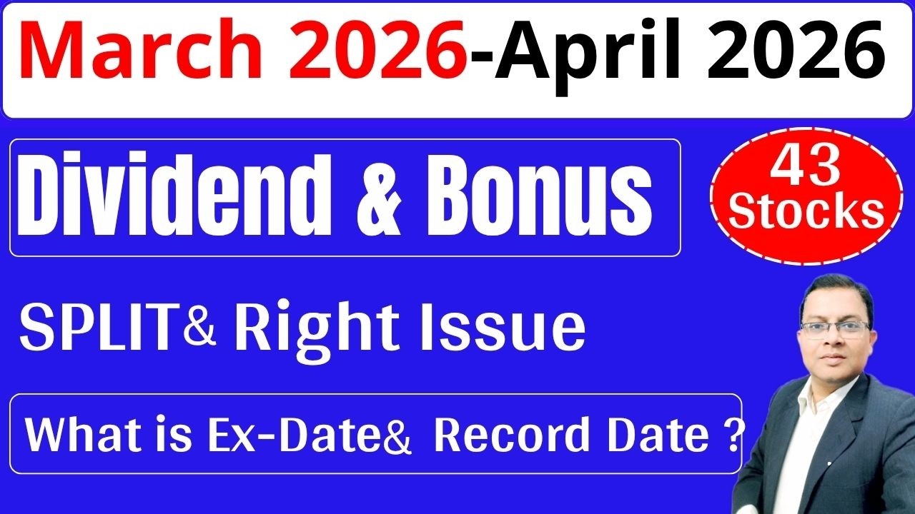 Top 43 Dividend stocks ,Bonus & Split I Upcoming dividend I Upcoming Bonus ,split List 2026