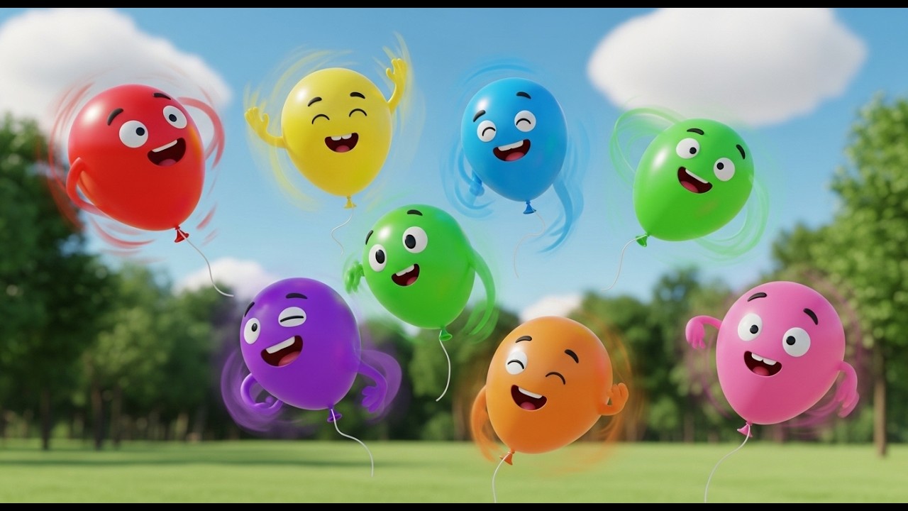 Sept Petits Ballons Flottent, Flottent, Flottent | Apprendre les Couleurs et Compter