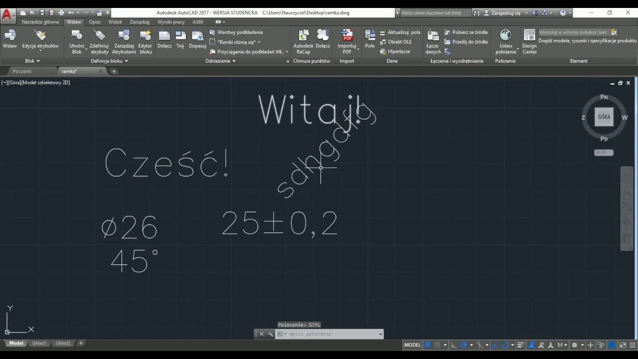 AutoCad 2017 - tabliczka rysunkowa
