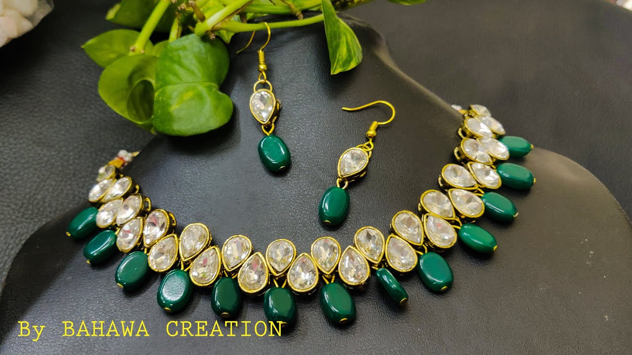 How to make party wear Kundan Necklace | Tutorial of making Kundan set at home | Hindi