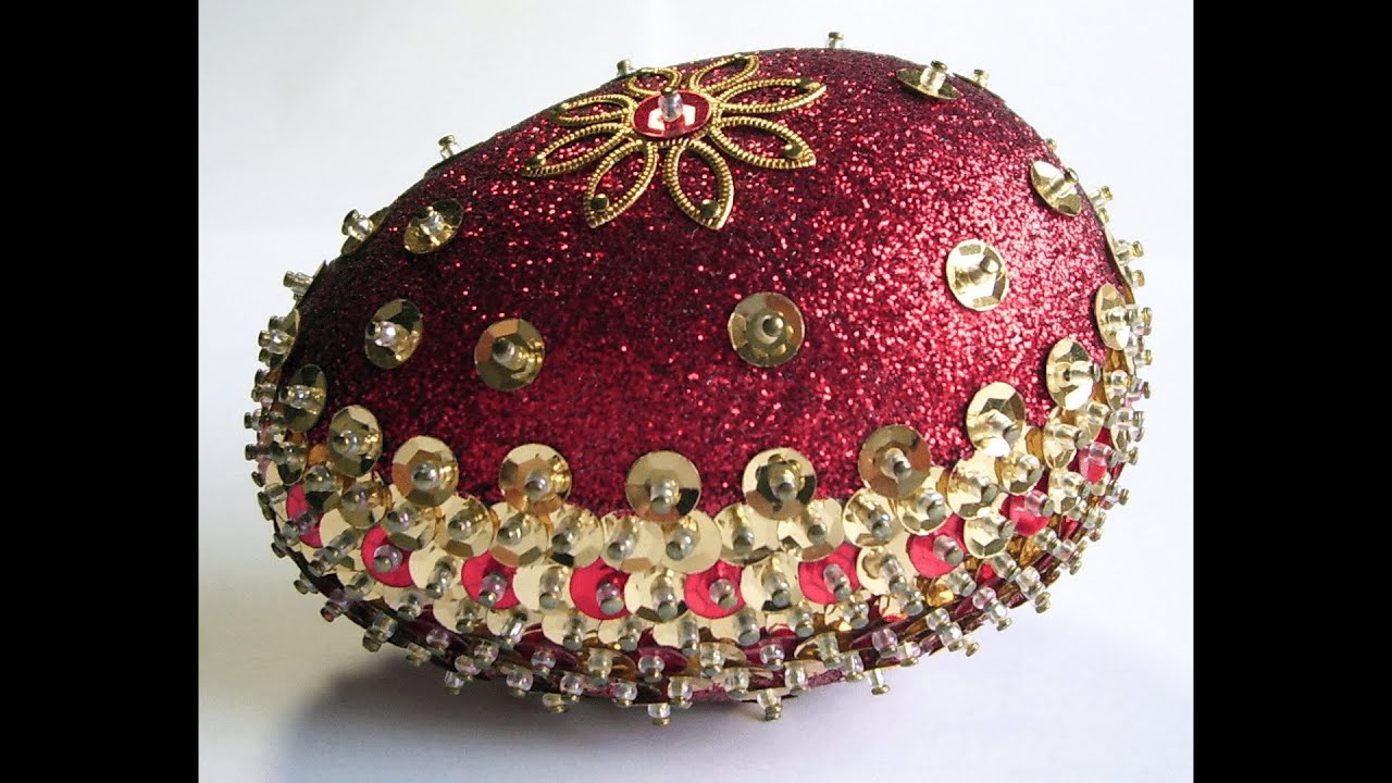 Making a Classic Red and Gold Sequin and Glitter Easter Egg