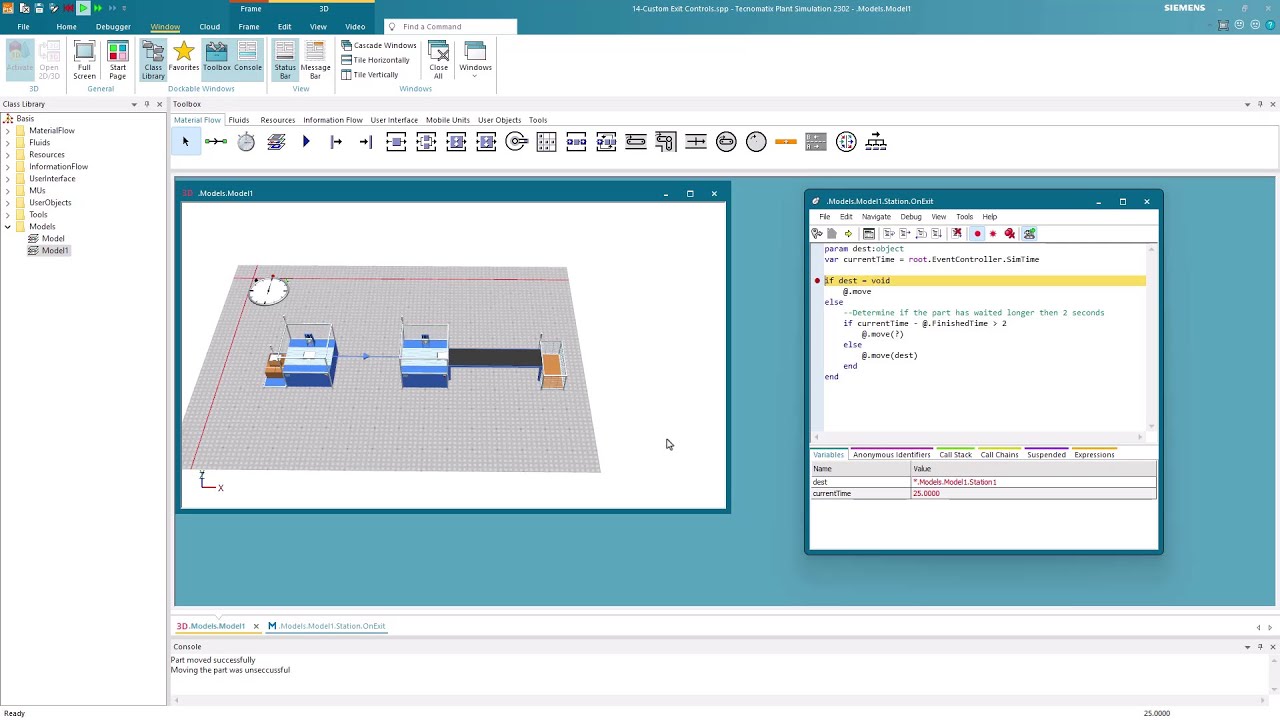 Plant Simulation 14 - custom exit controls