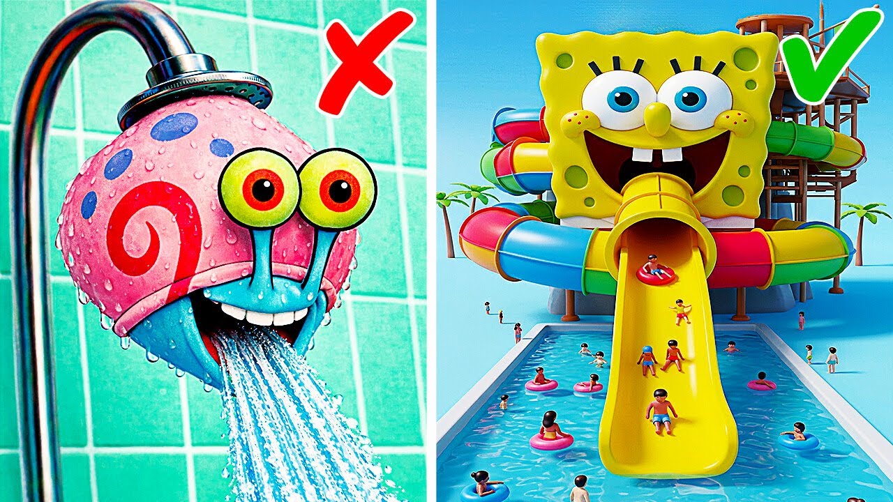 Мы превратили Губку Боба в мини-водную горку 😱🌊📦