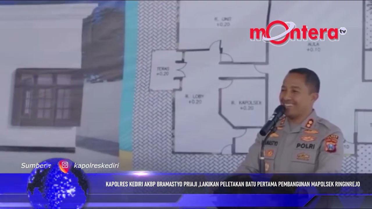 KAPOLRES KEDIRI AKBP BRAMASTYO PRIAJI ,LAKUKAN PELETAKAN BATU PERTAMA PEMBANGUNAN MAPOLSEK RINGINREJ