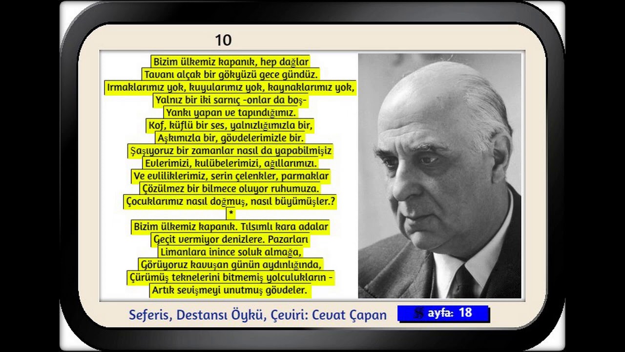 Yorgo Seferis  (Γιώργος Σεφέρης) Destansı Öykü, Çeviri: Cevat Çapan