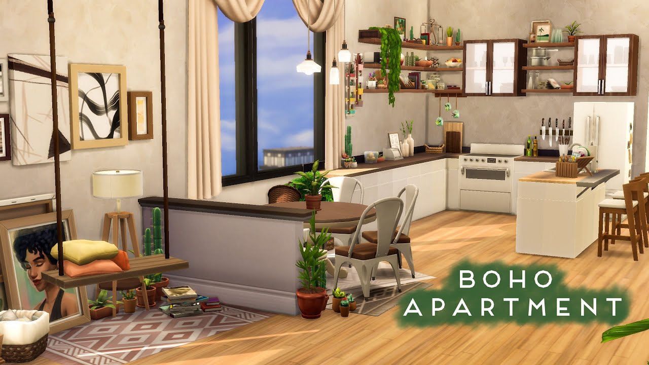 BOHO APARTMENT | [No CC] Sims 4 Speed Build