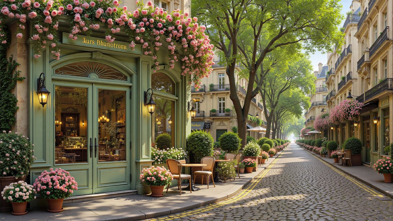 Flower-Filled Paris Café Jazz 🌸 Smooth Jazz Café Ambience for Spring Mornings and Positive Mood