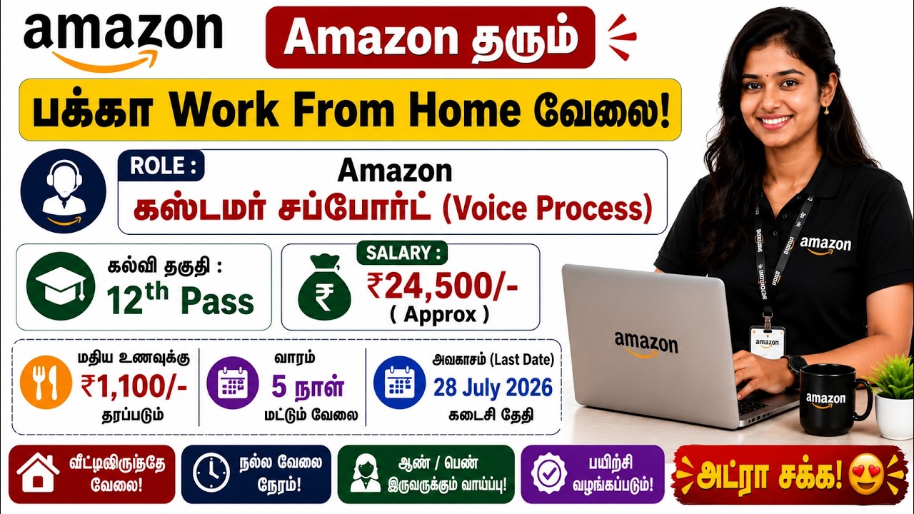 🔥 Amazon Work From Home Job 2026 💻  Customer Support Voice Process 📞  12th Pass ✅ Apply Now 🚀