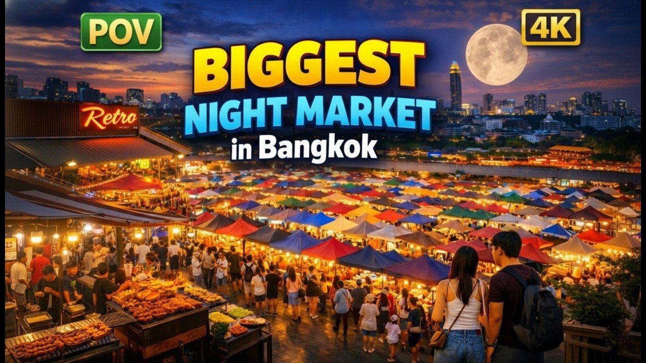 Biggest Train Night Market in Bangkok (POV Walk 4K)