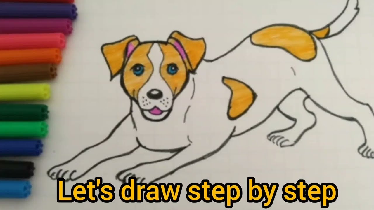 How to Draw a Cute Dog Step by Step  Easy Dog Drawing for Kids and Beginners