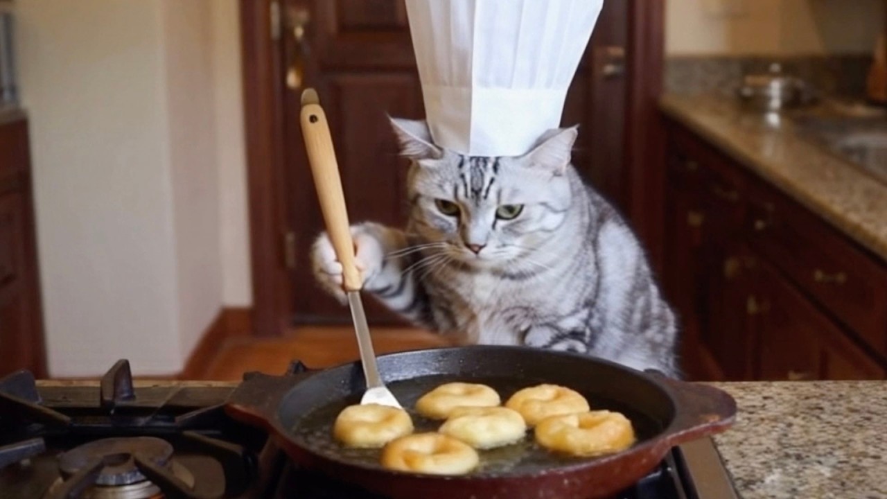 【Исцеляющий котёнок】Кот-повар готовит глазированные пончики.
