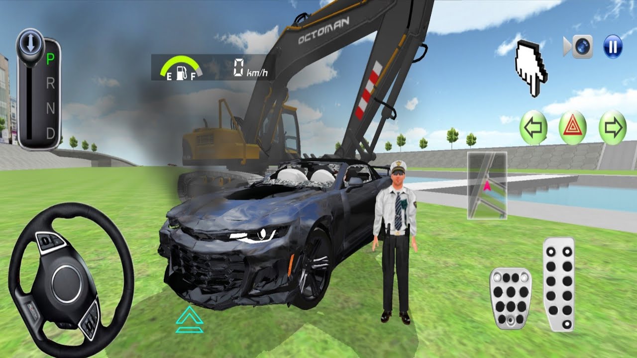 3D Driving Class # 77-Chevrolet Camaro Car & Excavator Auto Repair Shop City Drive -Android Gameplay