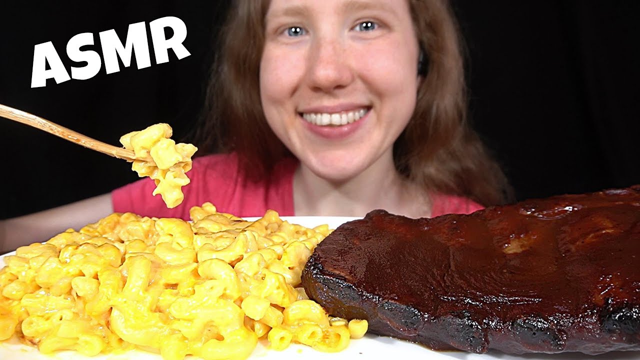 ASMR CHEESY MAC & CHEESE & BBQ PORK RIBS MUKBANG (No Talking) EATING SOUNDS