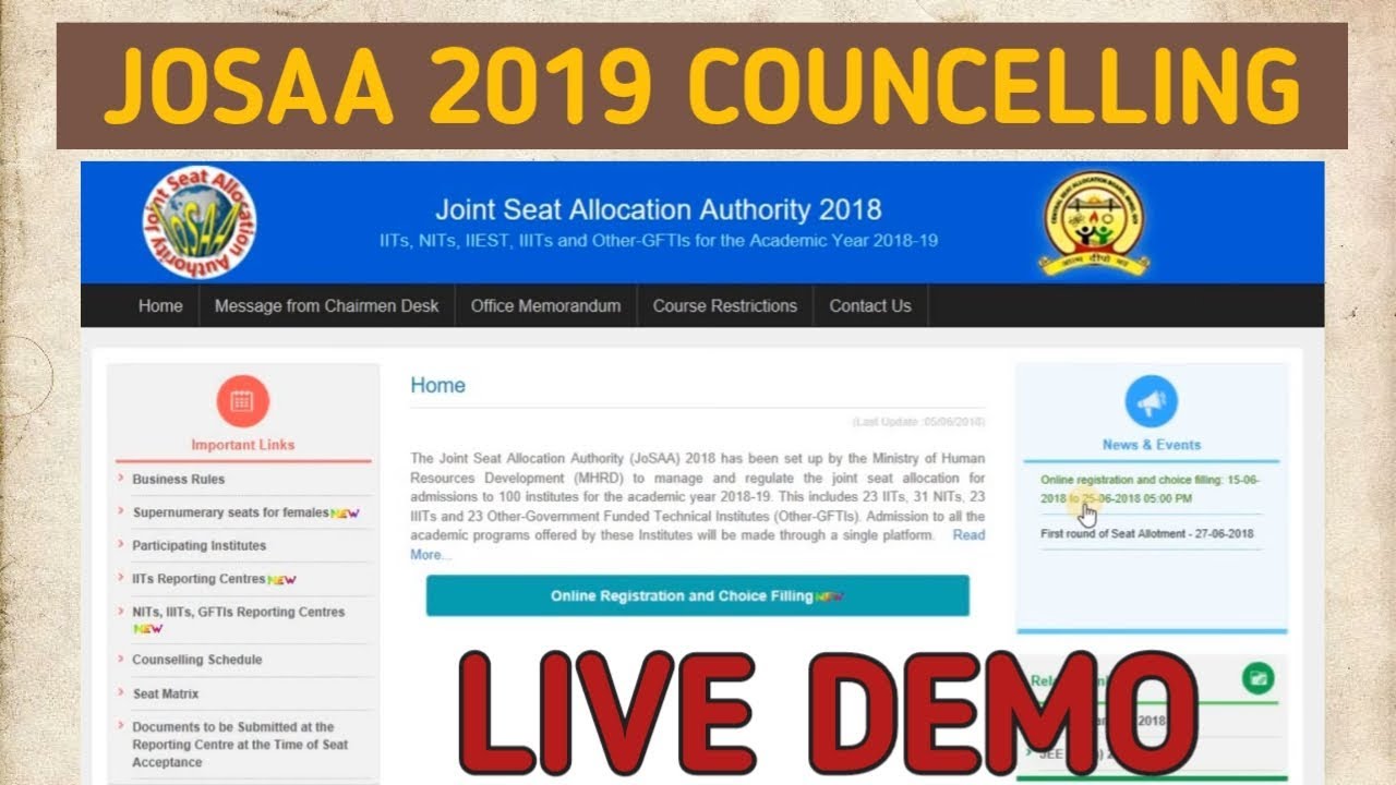 JOSAA COUNSELING 2020 LIVE DEMO || JOSAA 2025 || JEE MAINS 2016 ADMISSIONS || Topper Wise