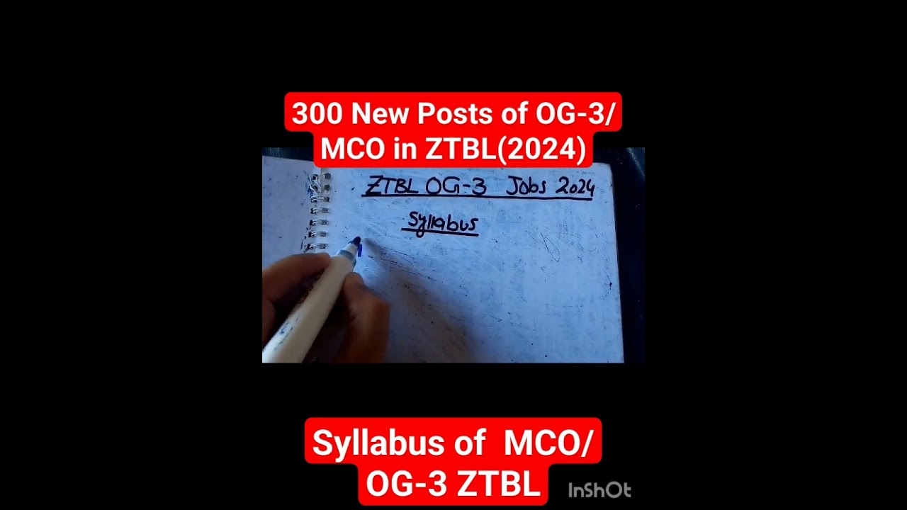 Syllabus of ZTBL OG-3/MCO|Paper Pattern ZTBL OG-3|| ztbl og 3 jobs 2024#ztbl #ztbljobs #ztbljobs2024