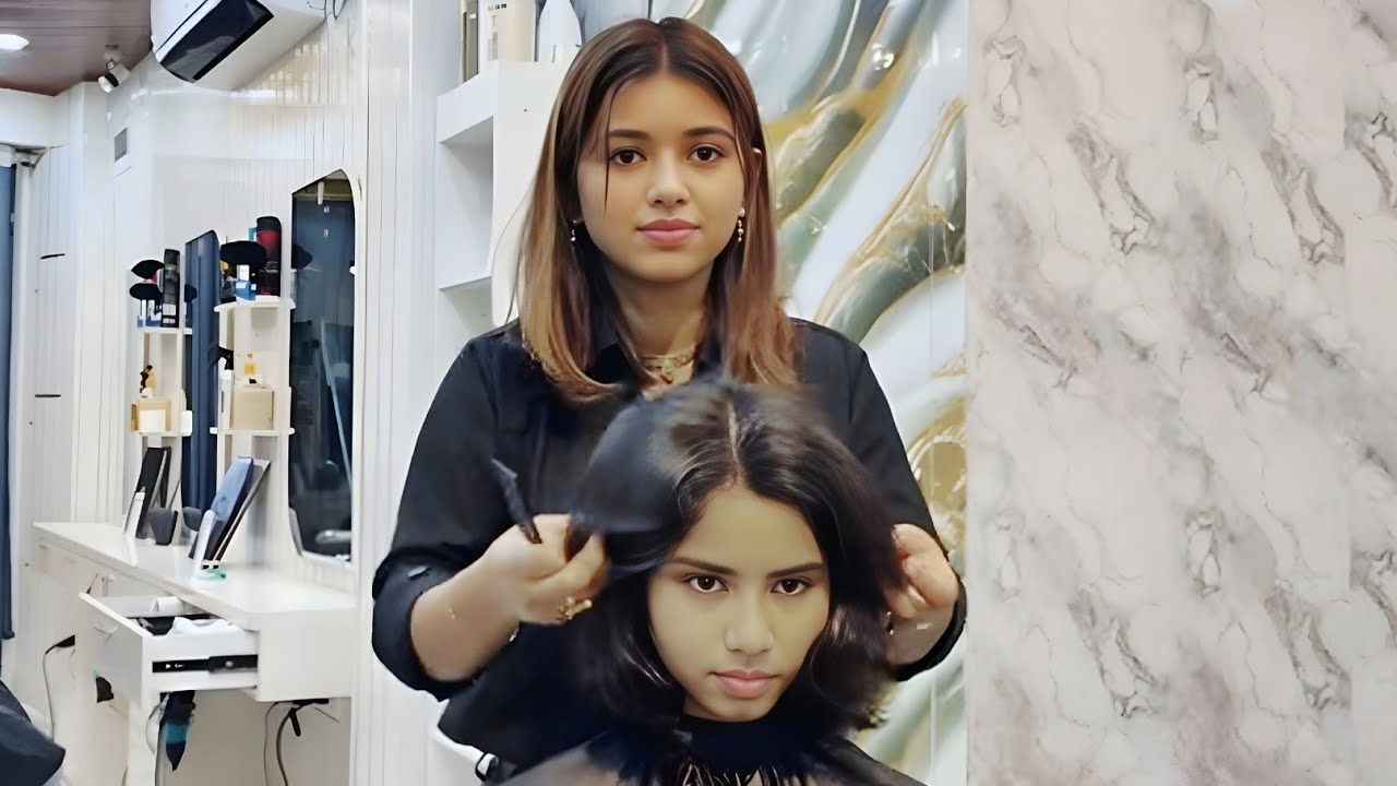 LONG BOB HAIRCUT BY INDIAN GIRL BARBER || MISS BARBER 