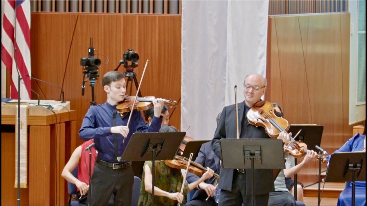 Oliver Neubauer, violin, and Paul Neubauer, viola, perform Mozart’s Sinfonia Concertante, K. 364