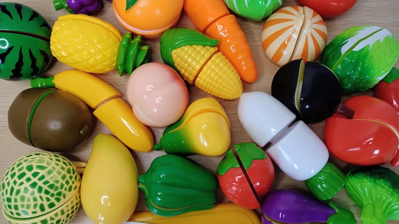 Mixing Fruits and Vegetables Colorful, Cutting Apples Grapes  Satisfying Video Squishy ASMR Pop it ♪