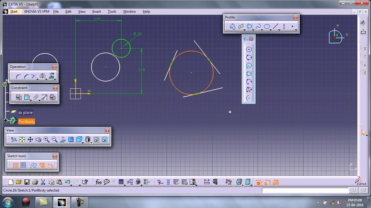 catia profile circle